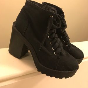 Lace Up Block Heel Booties.
