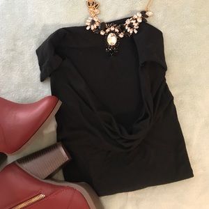 Black Cowl Neck Top