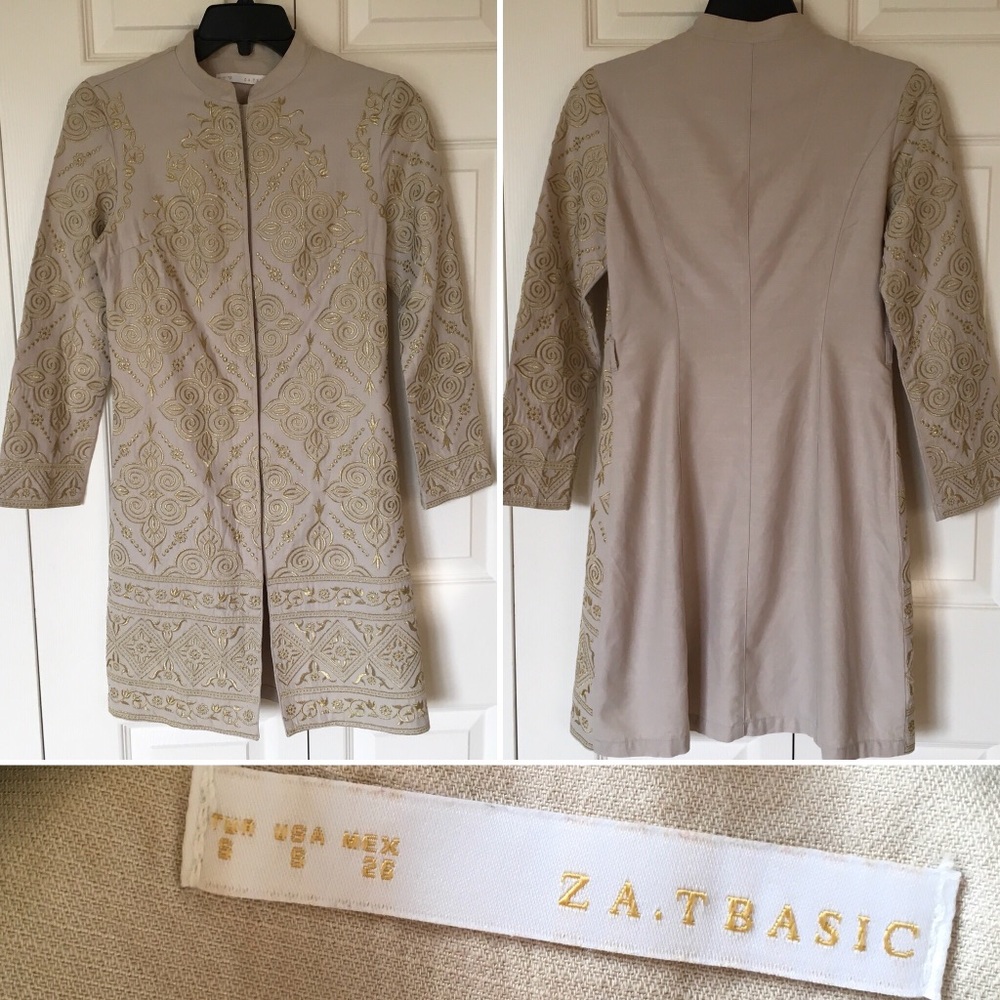 Classic Nehru collar jacket gold Long duster coat