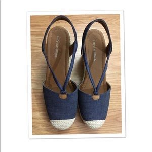 Lulus Blue Denim Espadrille Wedges 10