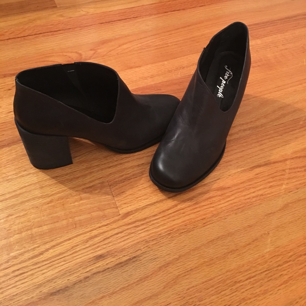 Free people leather cutout chunky heels