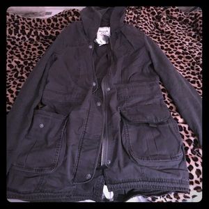 Abercrombie and Fitch black and gray parka