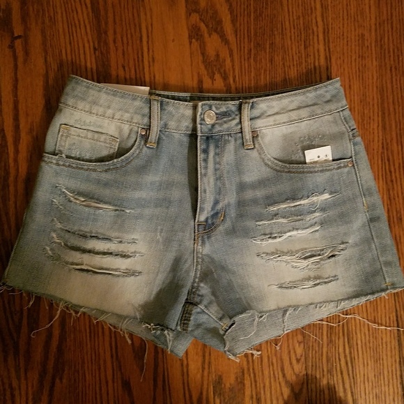PacSun High Rise Ripped Jean Shorts - Picture 1 of 4