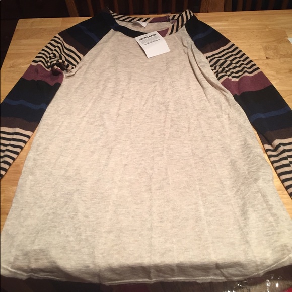 Long Sleeve Top with Striped on Sleeves - Picture 2 of 5