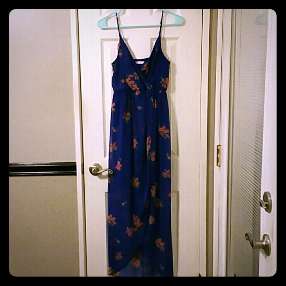 Blue floral maxi dress