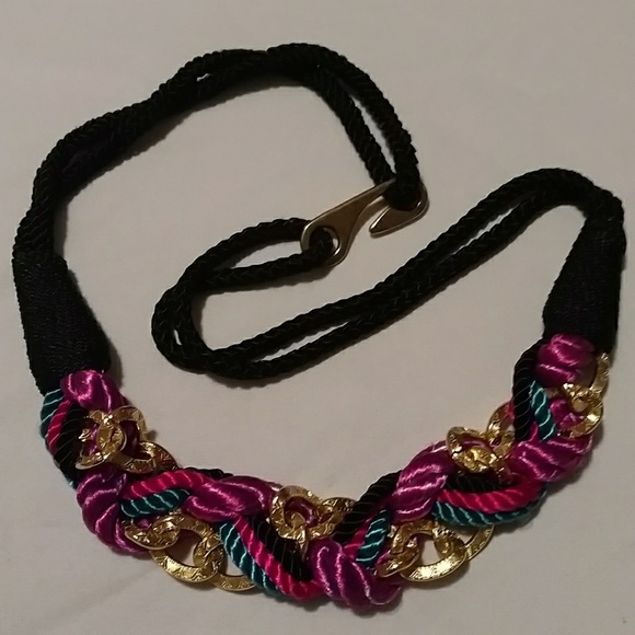 VTG 80s Braided Rope & Gold Link Belt - Picture 2 of 4