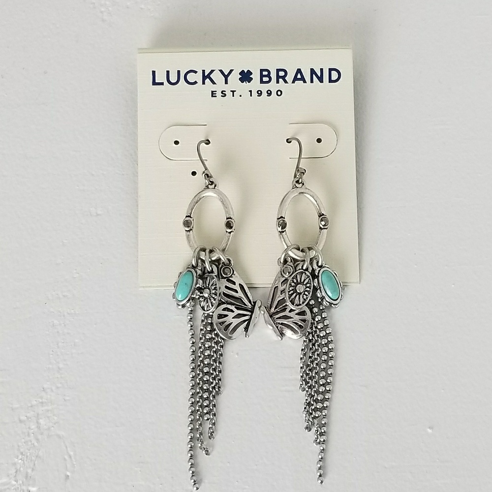 Lucky Brand Open Butterfly Tribal Earrings