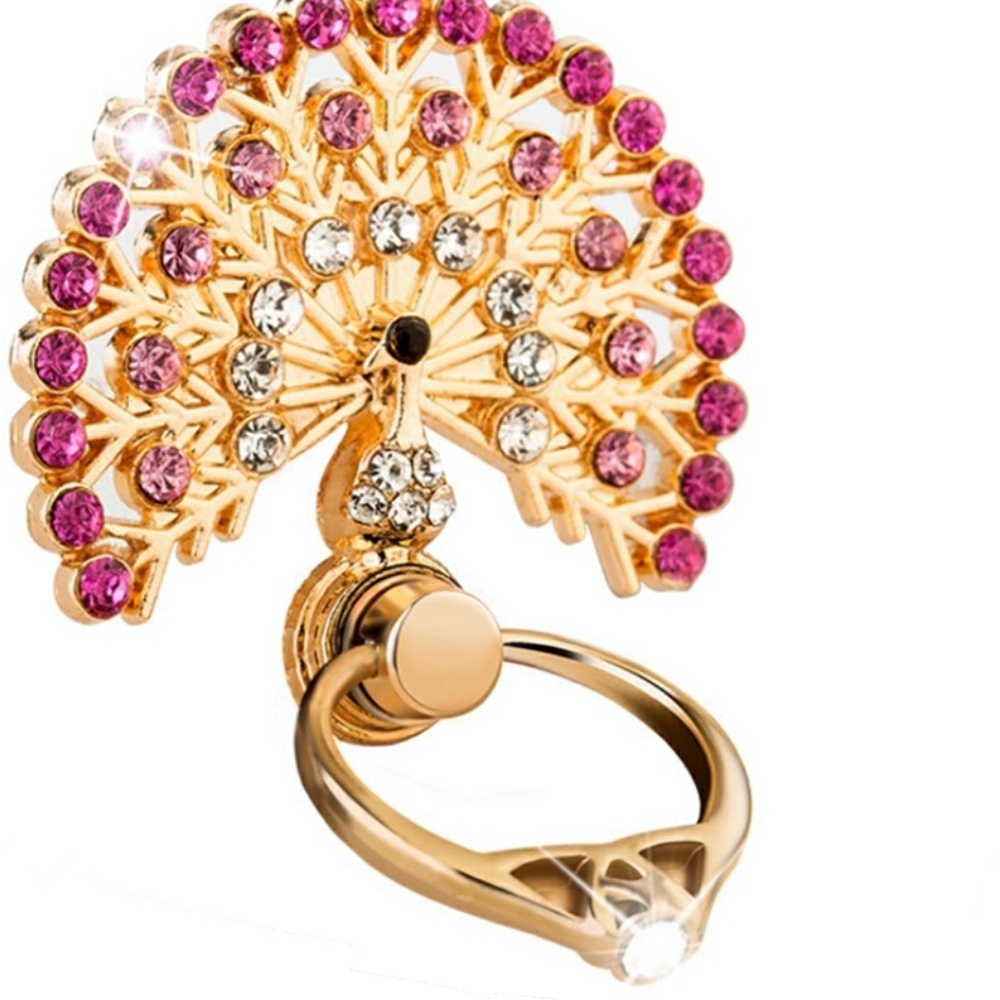 Pink Peacock Tail Phone Ring