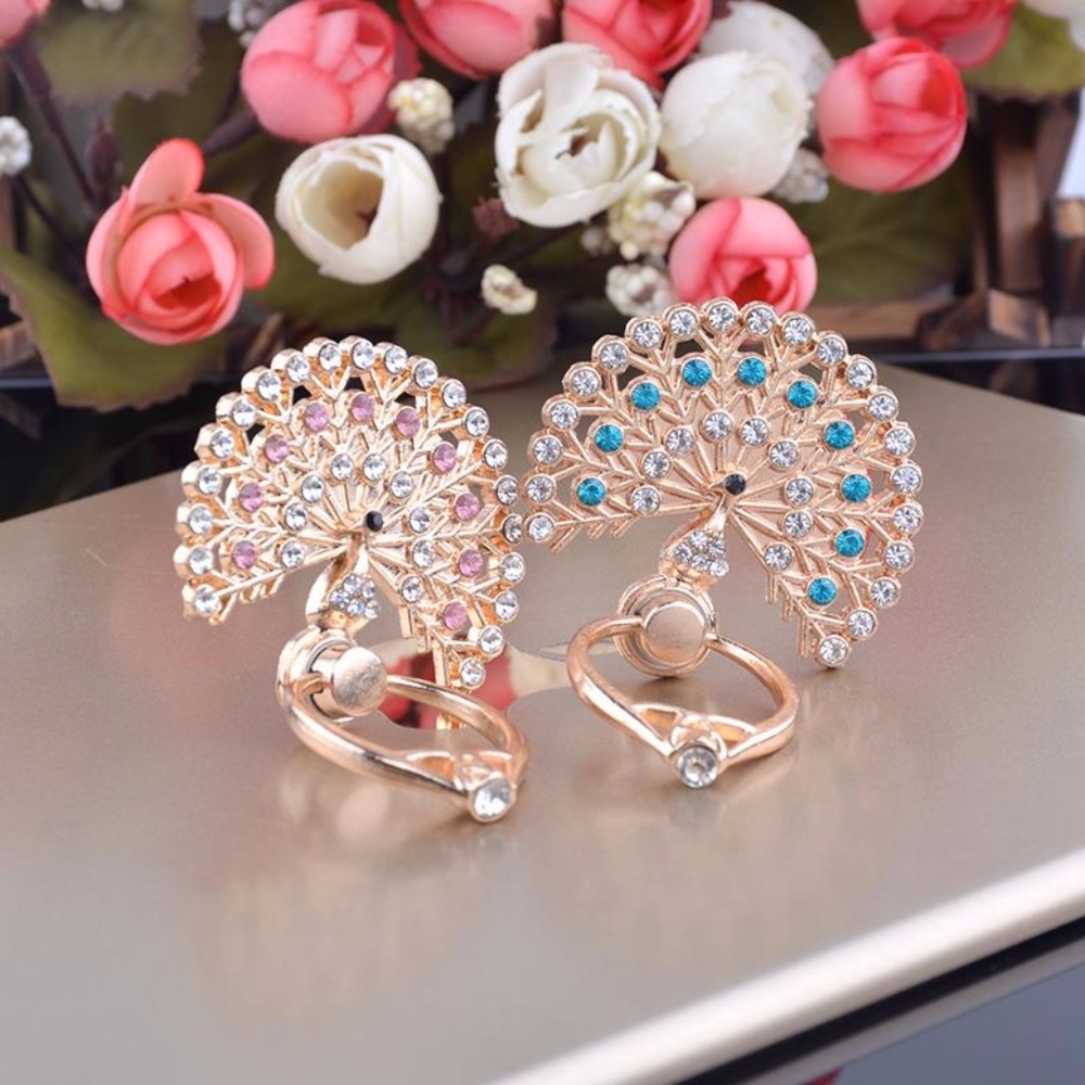 Pink Peacock Tail Phone Ring