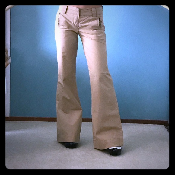 Spoon Jeans Relaxed Khaki Flares - Picture 1 of 8