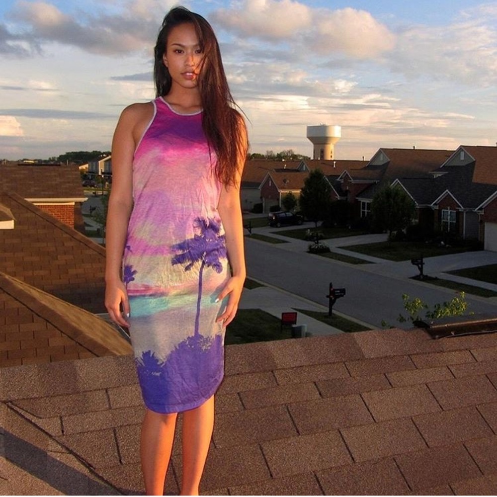 Island vibes multicolored midi dress