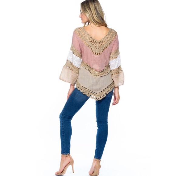 NWT💖BOHEMIAN CROCHET TUNIC TOP - Picture 3 of 7