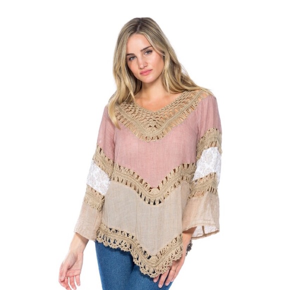 NWT💖BOHEMIAN CROCHET TUNIC TOP - Picture 5 of 7