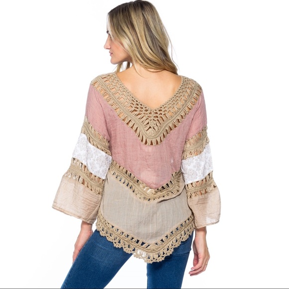 NWT💖BOHEMIAN CROCHET TUNIC TOP - Picture 2 of 7