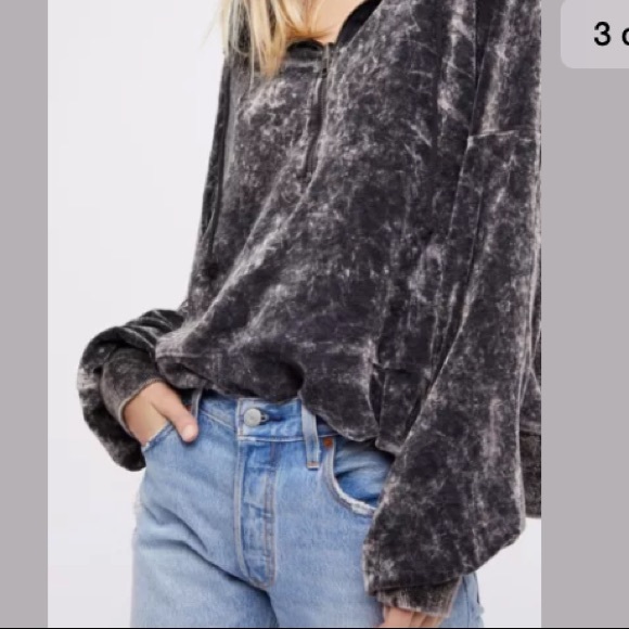 🍁SOLD🍁 FREE PEOPLE I'm Sure It's Velour Hoodie - Picture 3 of 8