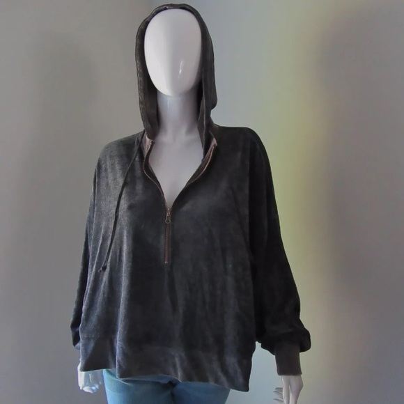 🍁SOLD🍁 FREE PEOPLE I'm Sure It's Velour Hoodie - Picture 4 of 8