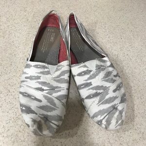 White and grey Toms size 7.5