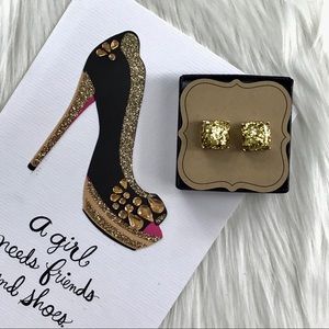 💰Gold Foil Cushion Cut Stud Earrings