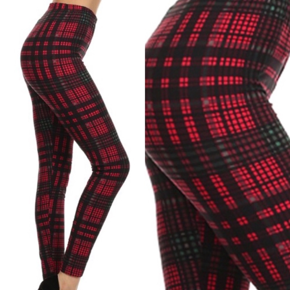 Last Two❗️ Red Black  Plaid Print leggings