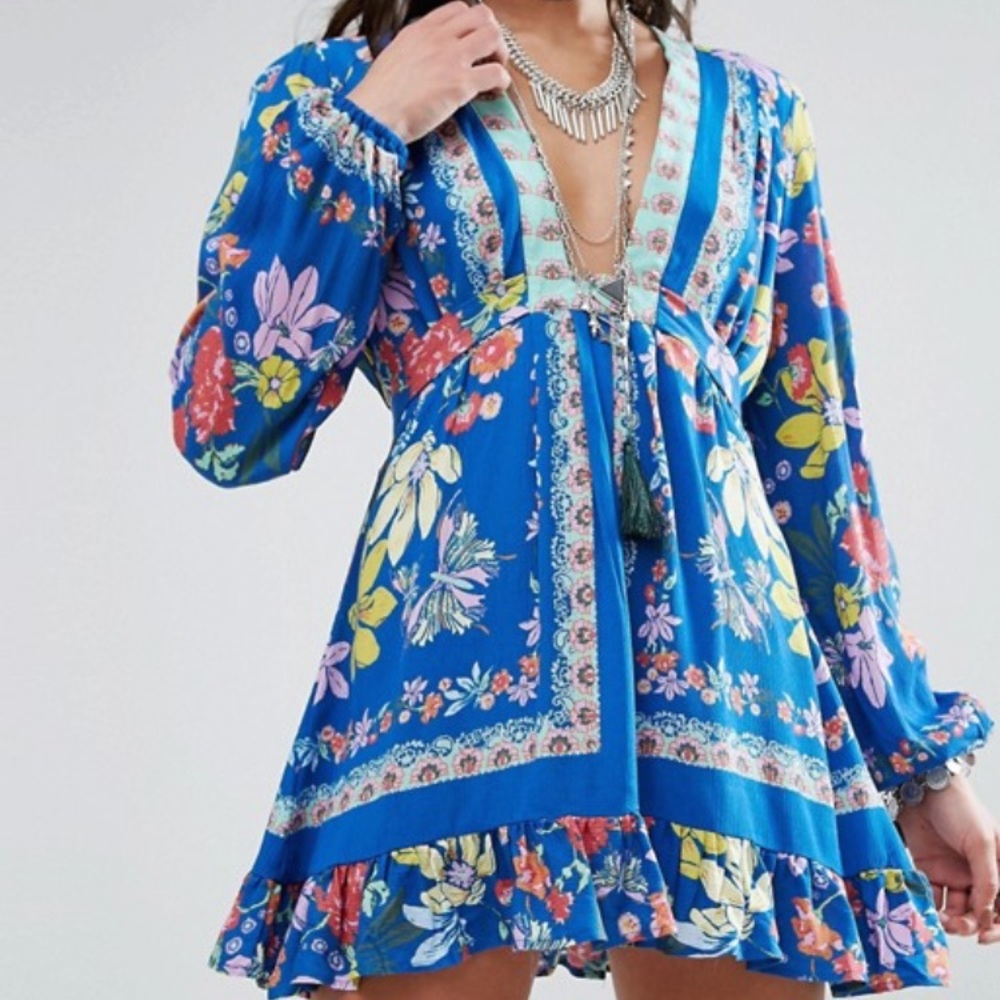 Free People Blue Violet Printed Tunic