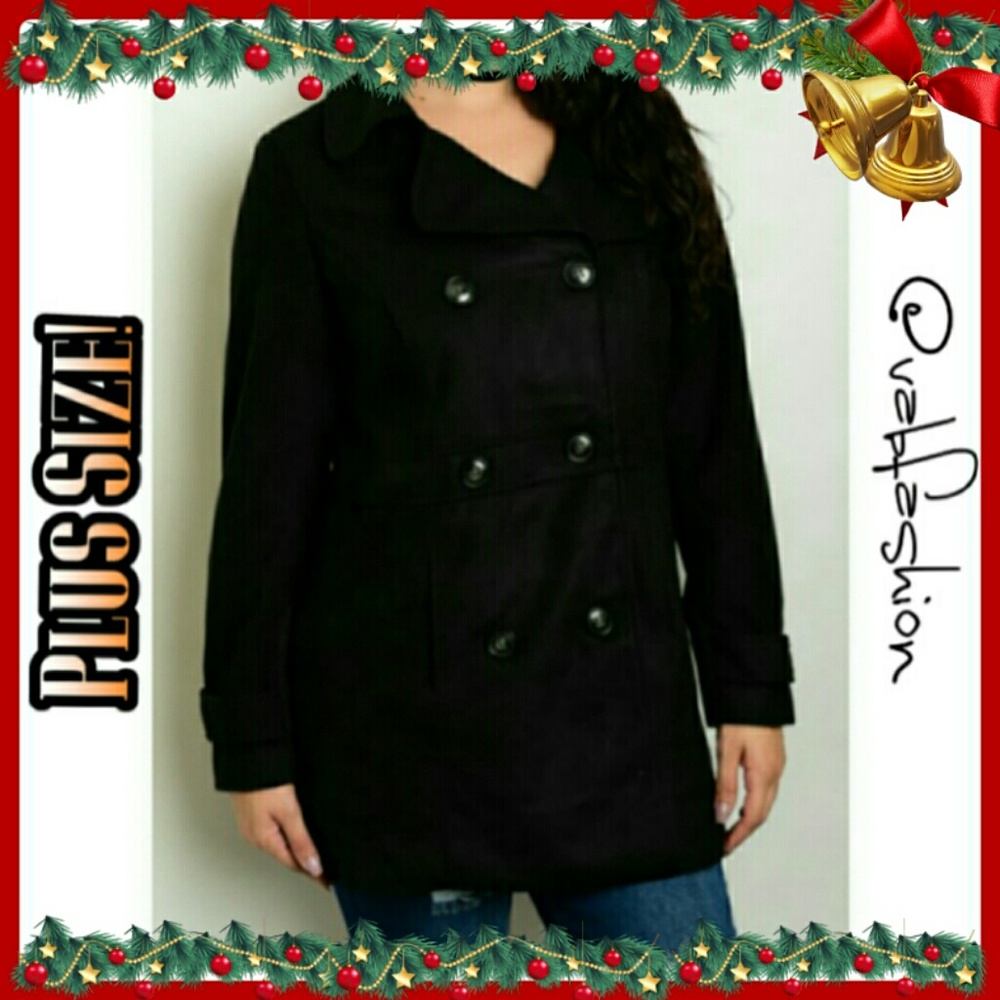 🔥OFFER💲32! LAST 1! XL🔥PLUS SIZE BLACK PEACOAT!T - Picture 5 of 5