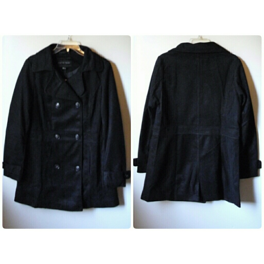 🔥OFFER💲32! LAST 1! XL🔥PLUS SIZE BLACK PEACOAT!T - Picture 3 of 5
