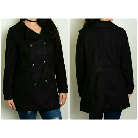 🔥OFFER💲32! LAST 1! XL🔥PLUS SIZE BLACK PEACOAT!T - Picture 2 of 5