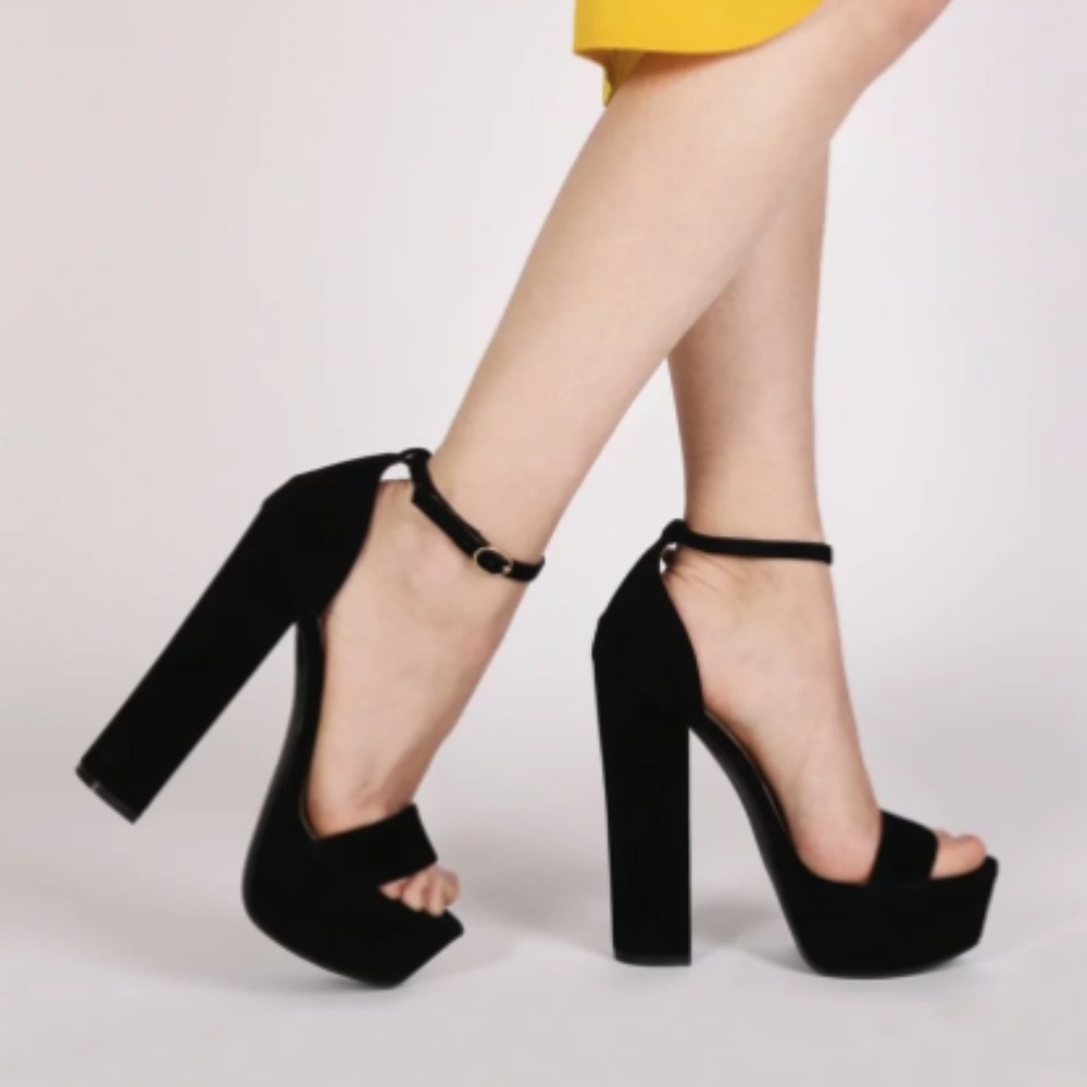 Public Desire Bryn Platform Heels in Black Suede