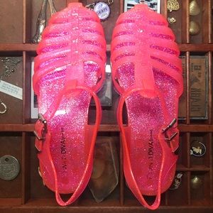 Wild Diva pink Sparkle Jelly Shoes Size 7 Women’s