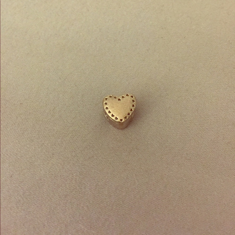 Heart Ring Pandora Charm w/ 14k Gold & Diamond