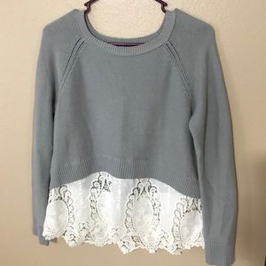 AE crop knit sweater with lace bottom