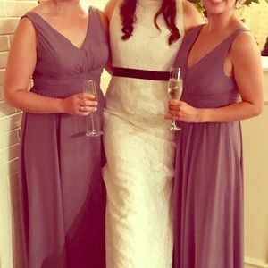 GRAY Floor Length Chiffon Bridesmaid Dress