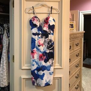 Blue, pink & white floral dress