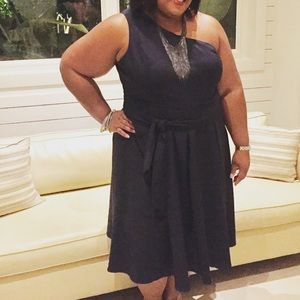 Eloquii, Navy One Shoulder Dress, Size 22