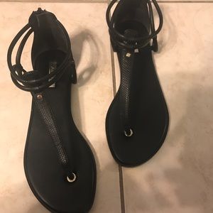 Black thong strap sandal