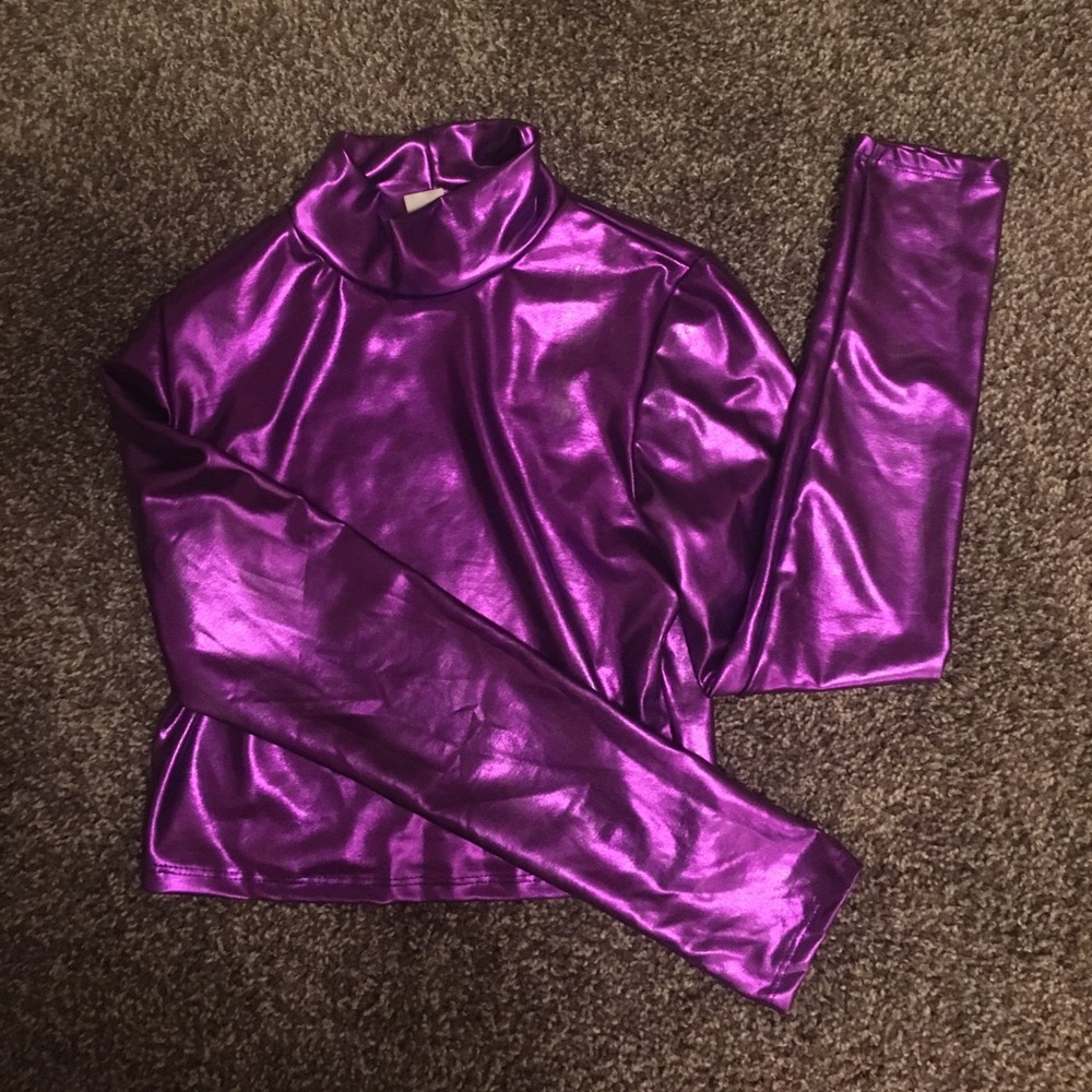 Purple metallic crop top
