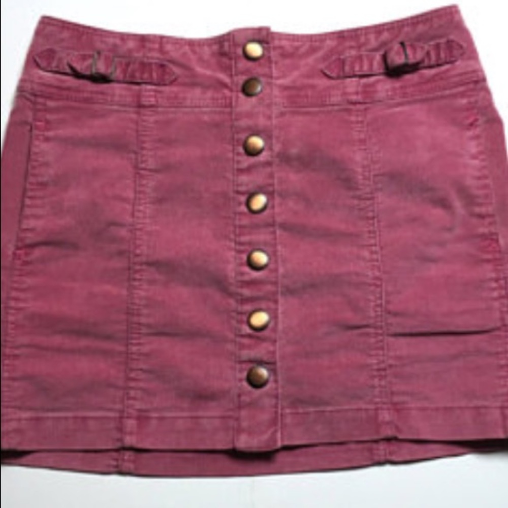 Plum Corduroy Button Down Skirt