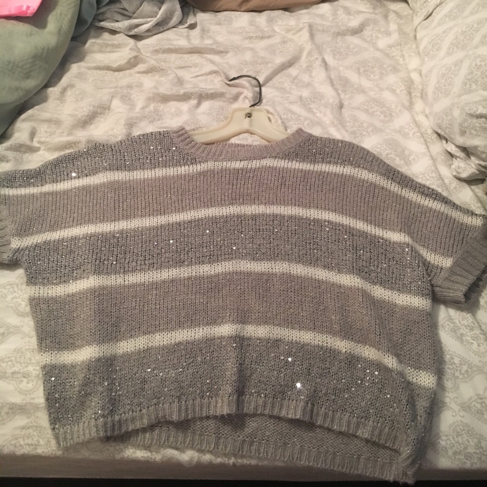 Knit sequin crop sweater top.