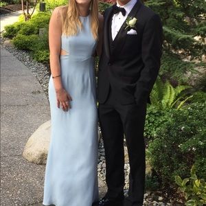 Fame and partners blue crisscross backless dress