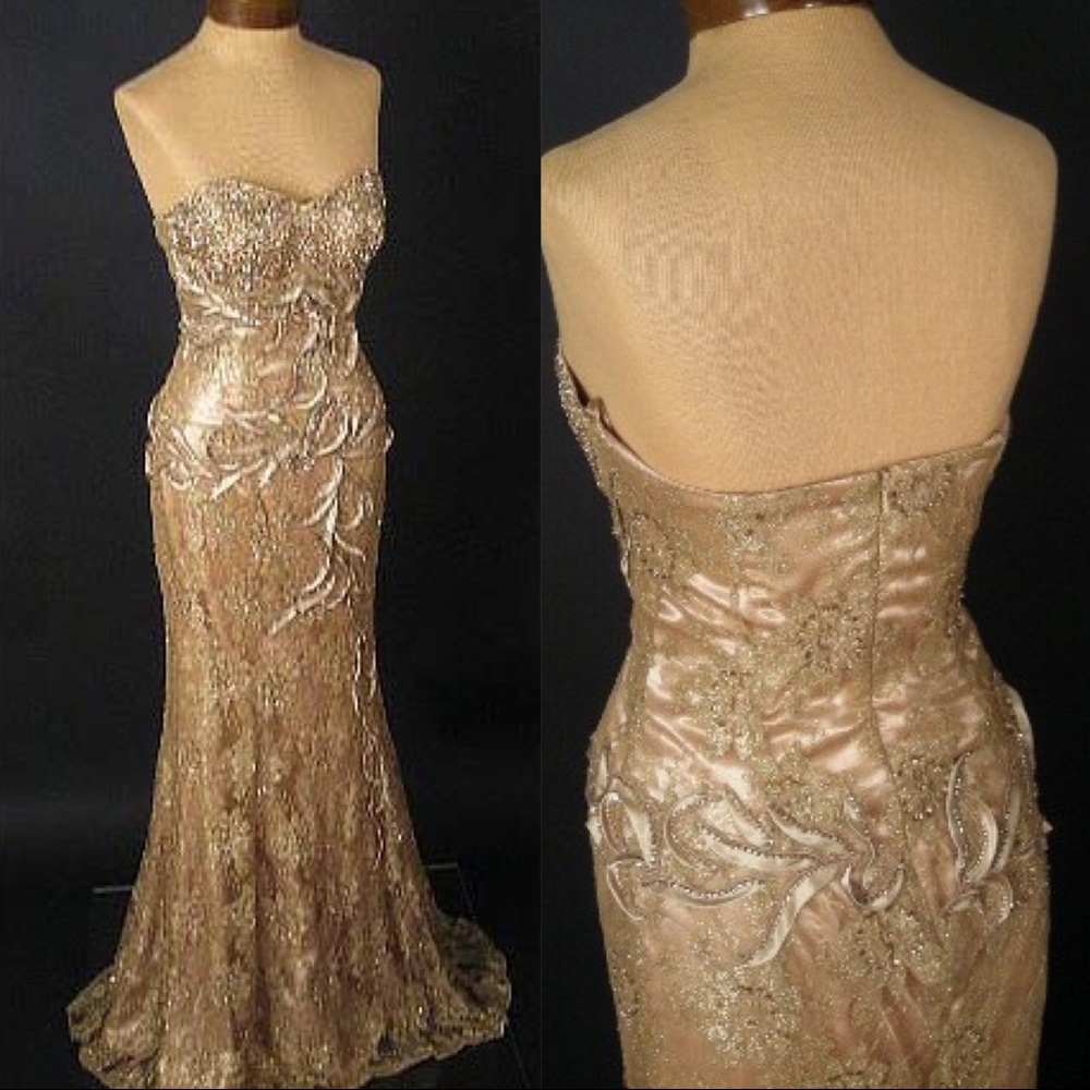 Removable Strap Sweetheart Bead Lace Formal Dress