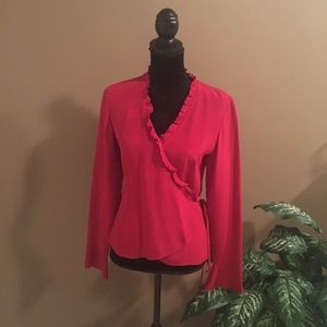Ann Taylor LOFT 100% Silk Wrap Shirt