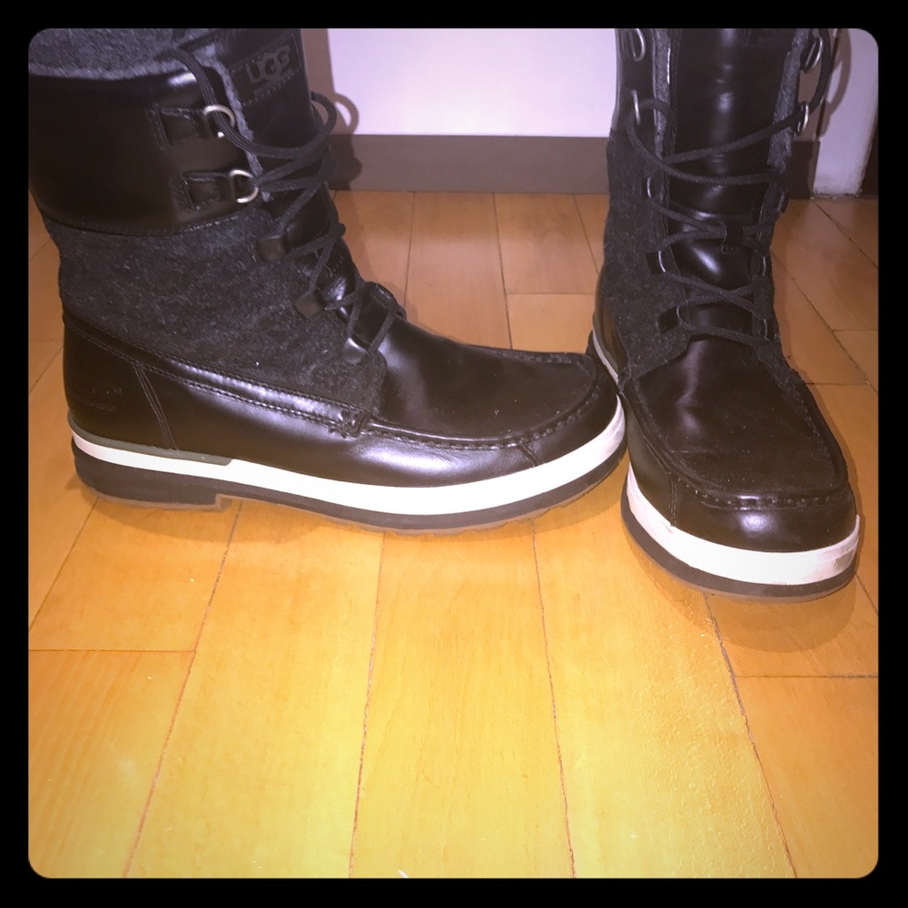 Men's 3m Black Leather Uggs