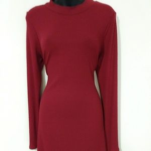 Red ribbed knit dress
