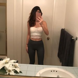 White Lace Tube Crop Top