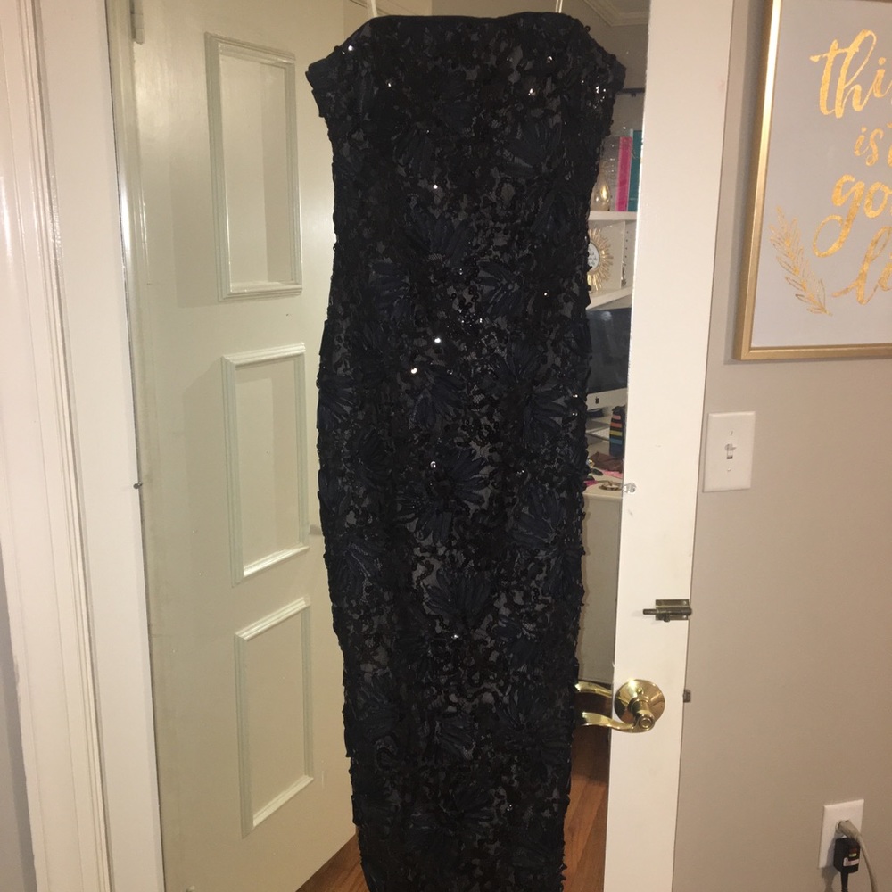 MARCHESA NOTTE Appliquéd sequined crepe gown