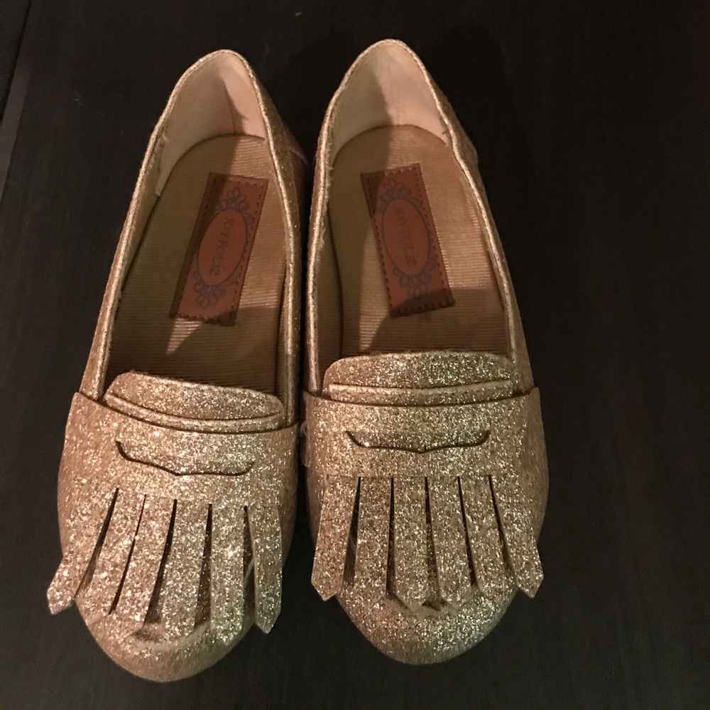Joyfolie Gold Sequin Loafers