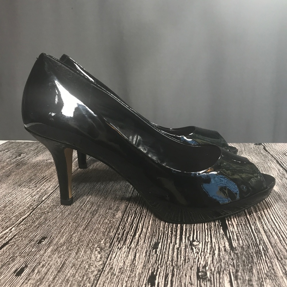 Vince Camuto Black Patent Peep Toe Heels