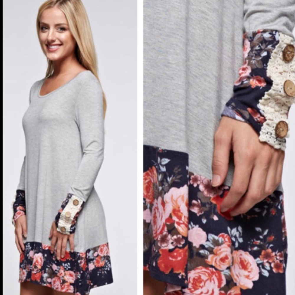 NEW ARRIVAL💕PRETTY TUNIC W/FLORAL ACCENT