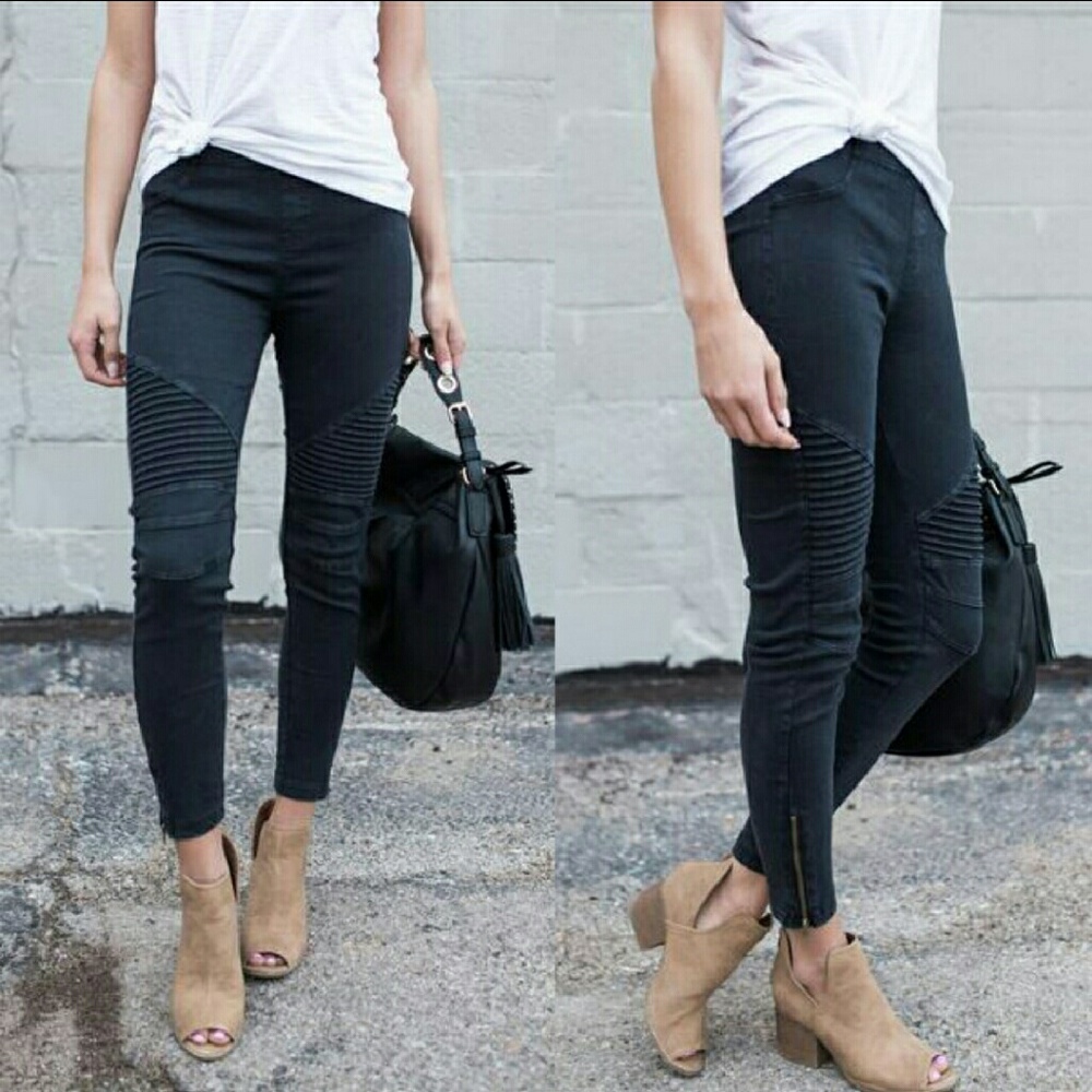 SOLD OUT Black Moto Stretch Leggings - Picture 5 of 6