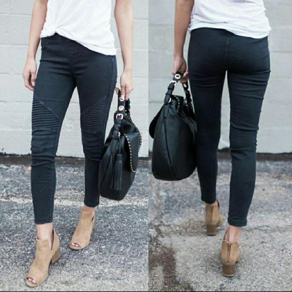 SOLD OUT Black Moto Stretch Leggings - Picture 6 of 6